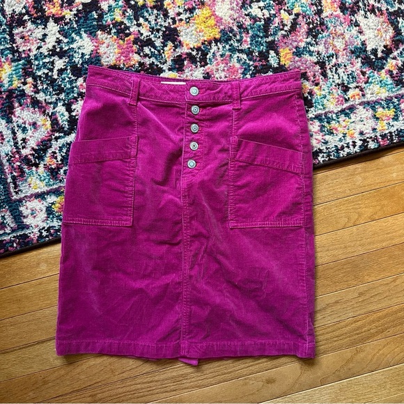 Anthropologie Pilcro Talia Pink Corduroy Button Detail Skirt Womens 6 Pink - Picture 8 of 10